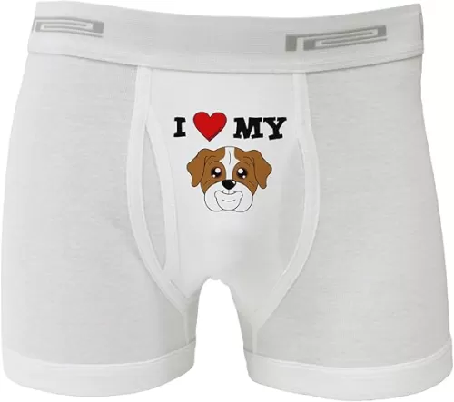 TOOLOUD I Heart My - Cute Bulldog - Red Boxer Briefs