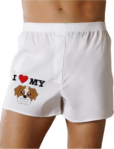 TOOLOUD I Heart My - Cute Bulldog - Red Boxers Shorts