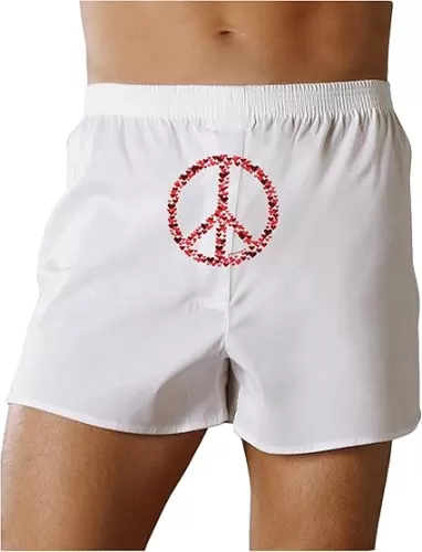 TOOLOUD Peace Sign Hearts Red Front Print Boxers Shorts