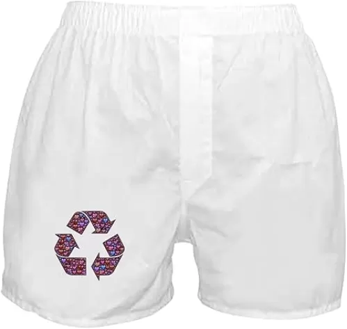 Truly Teague Boxer Short (Shorts) I Love to Recycle Symbol with Hearts - Small White