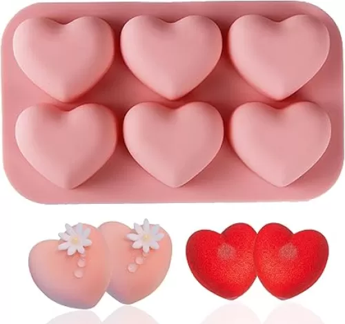 UOUYOO 6 Holes Heart Shaped Silicone Mold For Chocolate Cake Jelly Pudding Valentine