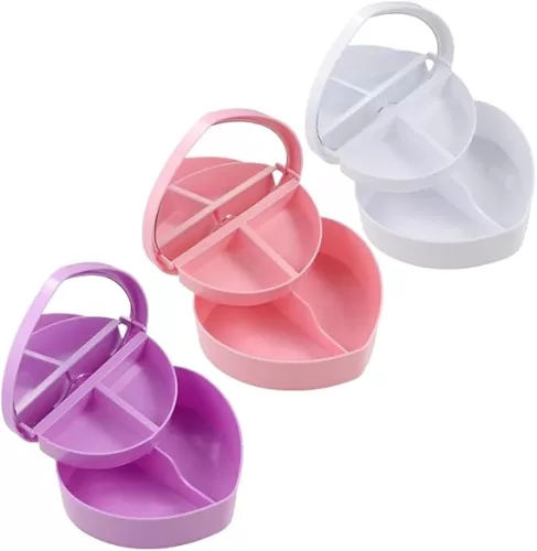 Vctitil 3 Pcs Heart shaped Jewelry Box - 2 Layer Jewelry Boxes with Mirror, Jewelry Storage Organizer, Jewelry Display Case, Desktop Organizer For Girls