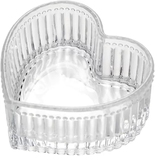 WAIT FLY Glass Heart-shaped Candy & Dessert Bowl - Fruit Bowl & Ring Holder - Wedding Party Decor - Clear - 5 OZ