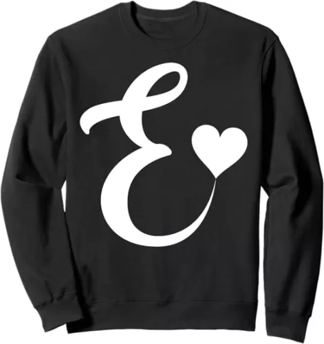 white letter E monogram initial minimalist heart graphic Sweatshirt