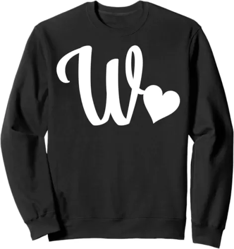white letter W monogram initial minimalist heart graphic Sweatshirt