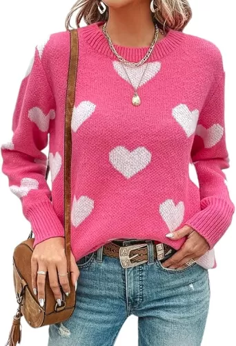 Womens Pullover Sweaters Batwing Long Sleeve Crewneck Casual Loose Knit Jumper Tops with Buttons