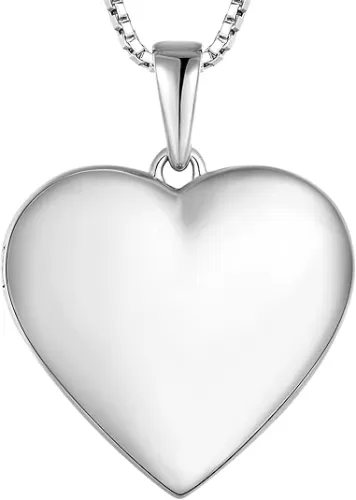 YL Heart Locket Picture Necklace Sterling Silver Personalized Photo Pendant Birthstone Jewelry for Women