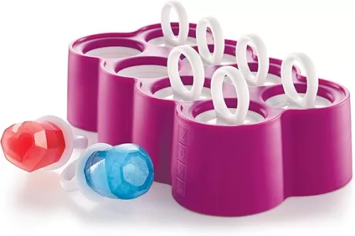 ZOKU Ring Pop Molds - 8 Silicone Popsicle Molds with Reusable Ring Sticks, Makes Gem, Jewel and Heart-Shaped Ice Pops, Easy-Release, BPA-Free
