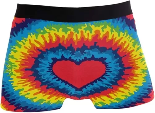 ZZKKO Tie Dye Love Heart Mens Boxer Briefs Underwear Breathable Stretch Boxer Trunk with Pouch S-XXL