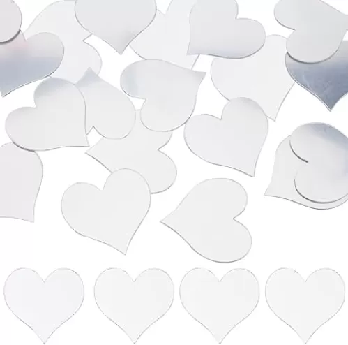 1 Box 120Pcs 2 Inch Heart Mirror Tiles Small Self Adhesive Mirror Tiles Acrylic Mosaic Mini for Phone Wall Home Kitchen Living Room Bedroom Decoration Supplies DIY Craft Projects Framing