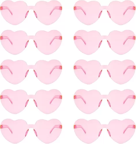 10 Pairs Heart Sunglasses Heart Shaped Sunglasses Bulk Rimless Clear Heart Glasses for Women Girl Party Favor