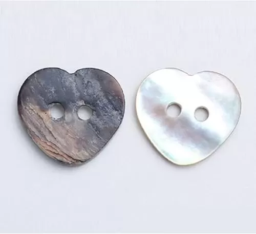 10 PCS 2 Holes Heart Star Flower Square Shaped Mother of Pearl Delicate Natural Shell Buttons for Sewing Craft Scrapbooking (Heart, 12.5mm)
