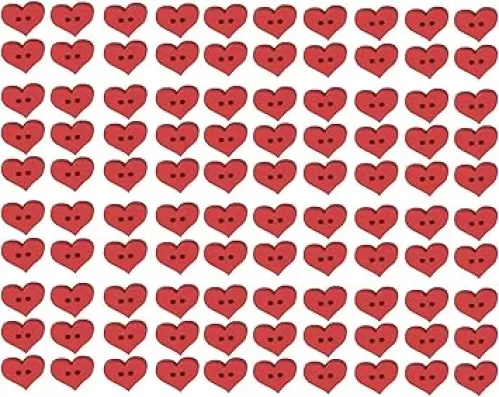 100Pcs 2 Holes Red Heart Button Red Love Heart Wooden Button Clothes DIY Sewing Accessory Decor Nice and Fashion Sewing Buttons Supplies