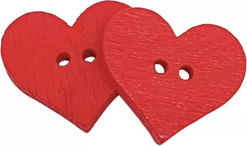 100pcs Wood Buttons - Heart Shaped Buttons Red Decorative Buttons for Sewing Decoration DIY Craft