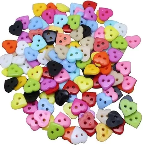100Pcs/Lot Plastic Heart Shaped Buttons Mixed Color Making Made Fastener Snap for Jewelry Hand Supplies Button Mate Fasteners Sewing Notions and Supplies