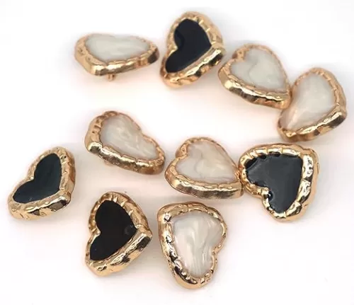 10pcs 18mm/0.71inch Heart-Shaped Zinc Metal Buttons