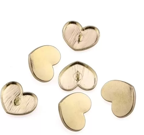 12pcs 15mm Metal Heart-Shaped Buttons Fashion Women's Sewing Garment Supplies Accessory