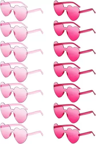14 Pack Heart Sunglasses for Women, Fun Cute Rimless Transparent Candy Color Heart Glasses Party Favors