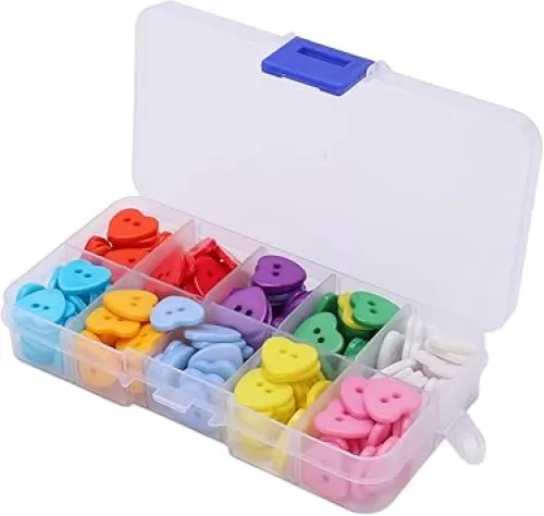180Pcs Heart Shaped Shirt Buttons, 15mm 2 Hole Heart Shaped Mixed Craft Button for DIY Handmade Crafts