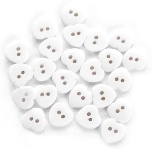 2 Holes Sewing Buttons, 24Pcs Heart Shape Buttons 2 Holes Buttons for Sewing Scrapbooking Crafts White