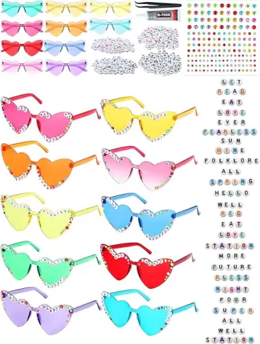 20 Pairs DIY Heart Sunglasses Kit in My Era Popular Singer Party Favors Rainbow Cat Eye Shaped Friendship Sunglasses for Girls Women