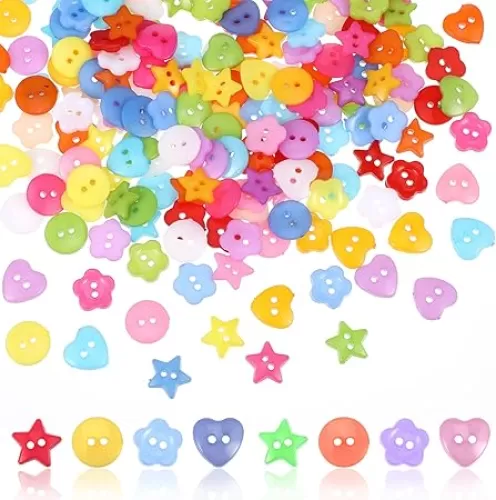 200 Pcs Craft Buttons, Button for Craft, Buttons for Sewing 12.5mm Round Heart Star Flower Buttons Resin Sewing Buttons Handmade Ornament Sewing Fasteners Buttons for DIY Crafts Painting Decoration