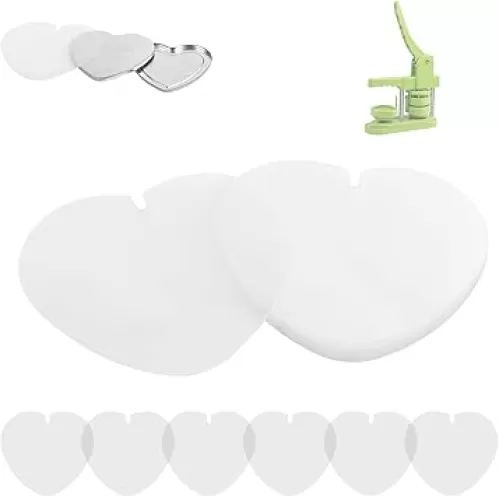 200 PCS Heart Button Maker Supplies, Clear Film for Heart-Shaped Button Maker Machine