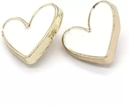 20Pcs 12mm(0.472inch) Heart Shape Alloy Buttons for Clothing, Dress, Blouse, Mini Decorations, DIY Crafts (Golden White)