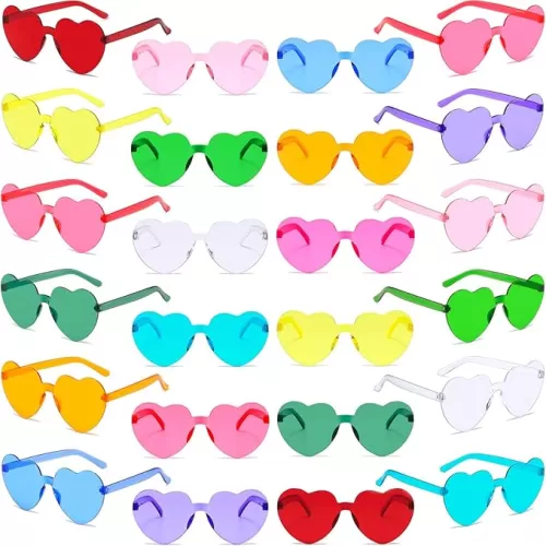 24 Pack Kids Heart Sunglasses Bulk Party Favors - Neon Kids Heart Glasses for Boys Girls Age 3-12 | Goody Bag Stuffers | Birthday Party Supplies | Classroom Prizes | Exchange Gifts