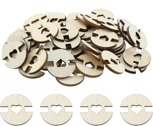 50pcs Pompom Buttons for Hats 20mm Wooden Handmade Detachable Heart-Shaped Buttons Faux Fur Pompom Fasteners for Knit Hats DIY Crafts Decoration