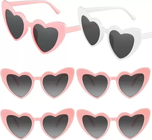 6 Pack Bachelorette Sunglasses Heart Shaped Sunglasses Vintage Heart Glasses for Women Wedding Party Decor