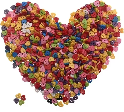 6mm 100Pcs Heart Shape Mixed Color Mini Buttons for DIY Handmade Craft Art Sewing Doll Cloth Buttons