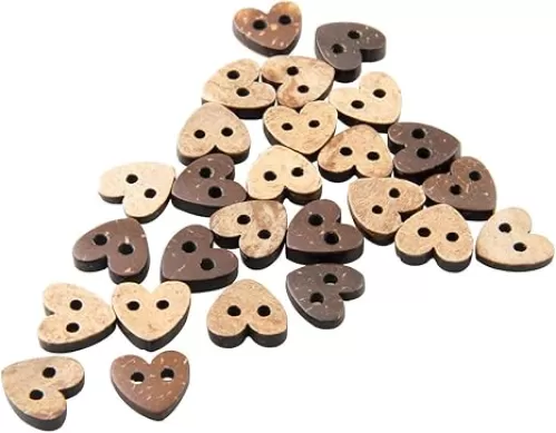 ALLinONE Coconut Shell 2 Holes Button for DIY Craft Sewing (10mm Heart Shape)