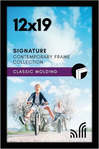 Americanflat 12x19 Picture Frame with Shatter-Resistant Glass - Signature Collection - Gallery-Style Frames Made of Engineered Wood - Photo Frame for Wall Display - Black