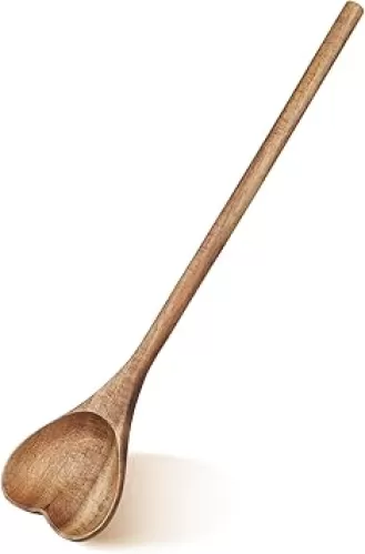 Beaupretty Heart-Shaped Bamboo Spoon - Elegant Wooden Stirring Spoon for Cooking, Baking, and Gifting - Ideal for Valentine'S Day, Mother'S Day, Anniversaries, and Home Use