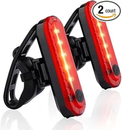Bike Tail Light Rechargeable 2 Pack, Rear Red Bike Light for Night Riding, Back Bicycle Taillights with Great Battery Life, Easy to Install On Any Bike Trailer or Helmet
