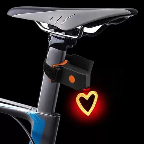 Bike Taillights-USB Rechargeable Cycling Bicycle Tail Warning Light Rear Safety 5 Modes Waterproof Heart Shaped