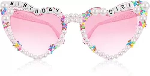 Birthday Sunglasses for Women - Pink Heart 