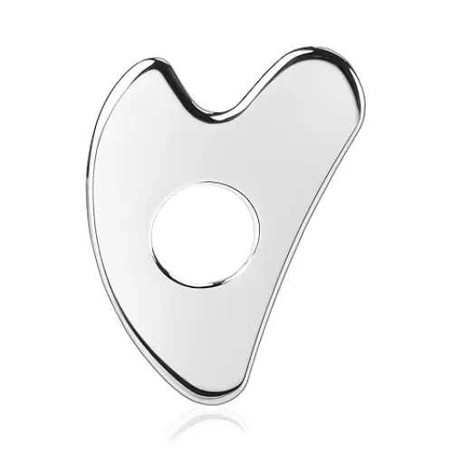 BTYMS Gua Sha Facial Tools - Stainless Steel Heart Shaped Guasha Tool with Hole, Metal Face Sculpting Massage Scraper
