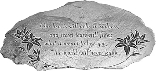 Cathedral Art Our Hearts Still Ache Memorial Garden Stone, Metal Garden Stepping Stone for Graveside or Memorial Garden, by Abbey & CA Gift