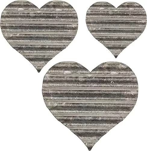 COLLECTIVE HOME - Metal Heart Wall Decor, Galvanized Steel Decorations, Rustic Hanging for Wedding Valentine‘s Day Party
