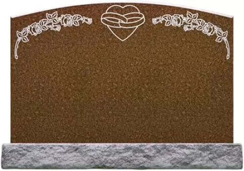Companion Headstone with Intertwined Heart and Floral Vine Design