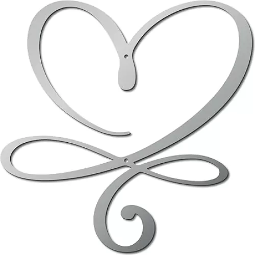 CREATCABIN Metal Art Wall Decoration Iron Hanging Heart Shape Wall Sculpture Silver Geometric Love Heart Sign Ornaments Modern Simple Accessories for Home Outdoor Wedding Valentine's Day Party 13.7in
