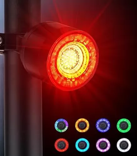 Cruxer Bike Tail Light USB Rechargeable, Rainbow 7 Colors 15 Modes, Rear Bike Brake Light, IP66 Waterproof, 600mAh Battery, Multi-colored, Seatpost Mount