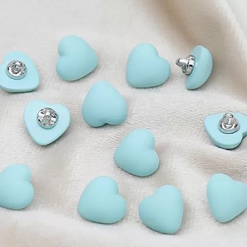 Cute Resin Heart-Shaped Buttons，Candy Colorful Buttons for Clothing, Sewing Shirts, Blazer, Wedding Dress, Handmade Decorations, DIY Crafts (Blue)