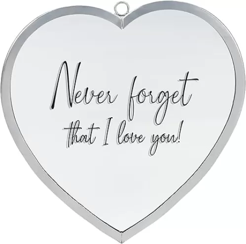 Elanze Designs Never Forget That I Love You Heart Shaped Silver 8 x 8 Metal and Glass Wall Mounted Mirror