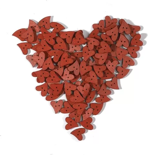 EORTA 100 PCS Brown Wooden Buttons for Sewing Wood Crafts Button with 2 Holes Heart Shaped for Arts Projects Scrapbooking Clothing DIY Supplies