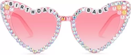 Etercycle Heart Sunglasses, Birthday Babe Glasses for Women, Cute Sunglasses Birthday Gifts Heart Shaped Sun Glasses for Party Favors