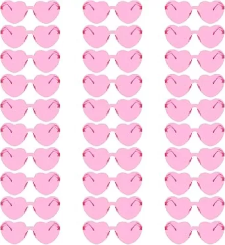 Fengek 30 Pcs Heart Shape Sunglasses Frameless Transparent Glasses Party Favors for Women