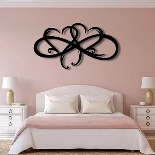 Feuwile Infinity Heart Metal Wall Art, Infinity Heart Wall Decor for Living Room, Bedroom, Bathroom(30" x 16" / 76 x 42cm, Black)